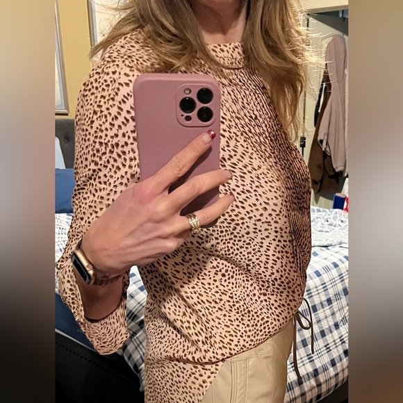 Melissa Nepton Arlie blouse in light pink and brown leopard print size S - Picture 6 of 9